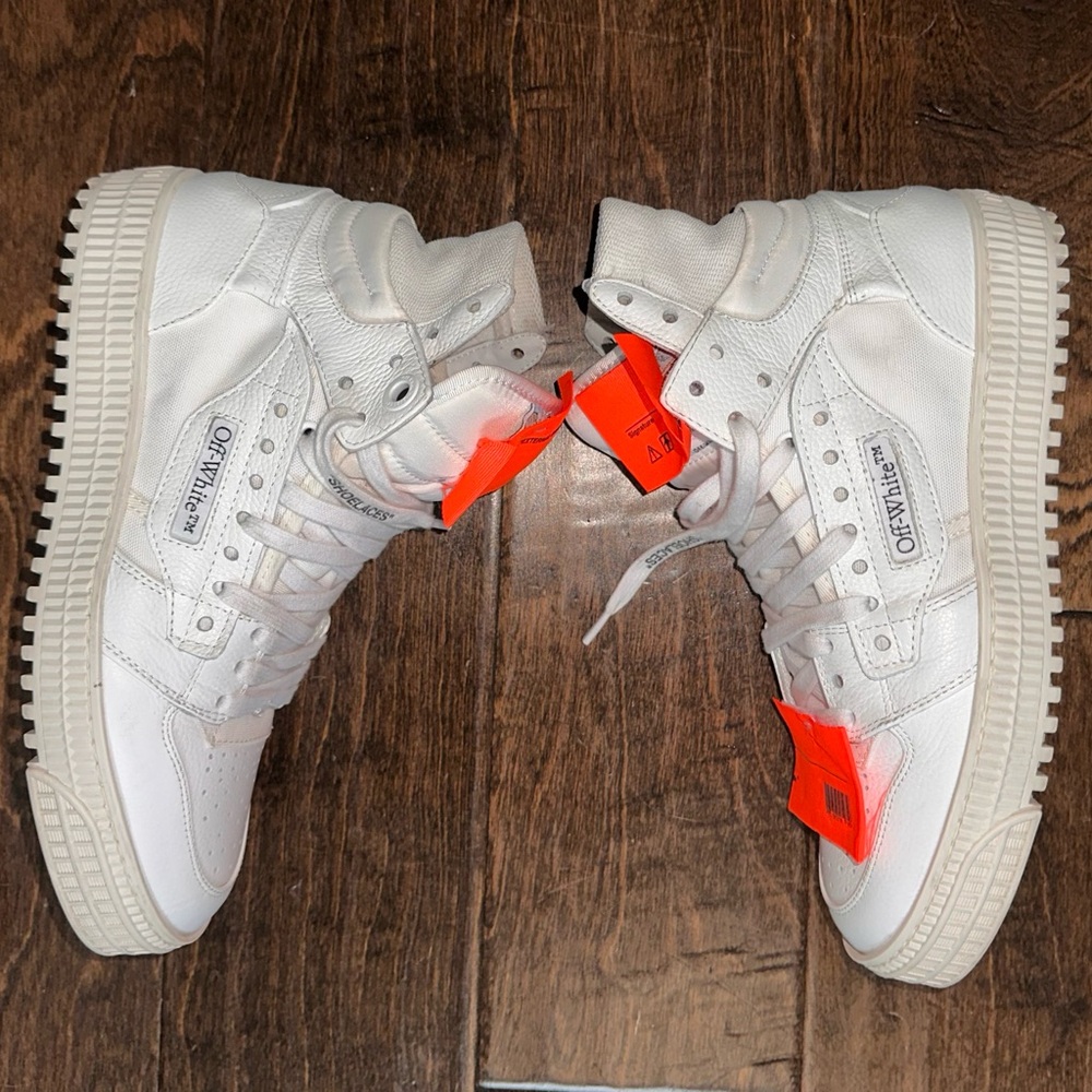 Off White Off-Court 3.0 Leather High Top Sneakers White size 40 - Picture 2 of 10